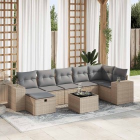 Set de sofás de jardín y cojines 8 piezas ratán sintético beige de , Conjuntos de jardín - Ref: Foro24-3325715, Precio: 519,4...