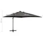Sombrilla voladiza con poste y luces LED gris antracita 300 cm de vidaXL, Sombrillas - Ref: Foro24-312346, Precio: 257,90 €, ...
