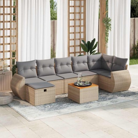 Set de sofás de jardín y cojines 8 piezas ratán sintético beige by , Garden sets - Ref: Foro24-3325853, Price: 509,16 €, Disc...