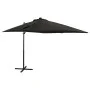 Cantilever umbrella with pole and black 250 cm LED lights by vidaXL, Umbrellas - Ref: Foro24-312324, Price: 183,39 €, Discoun...