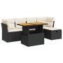 Set sofás jardín y cojines 6 pzas ratán sintético acacia negro by , Garden sets - Ref: Foro24-3327966, Price: 384,94 €, Disco...