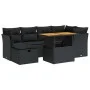 Set sofás jardín y cojines 7 pzas ratán sintético acacia negro by , Garden sets - Ref: Foro24-3327972, Price: 482,11 €, Disco...