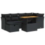 Set sofás jardín y cojines 7 pzas ratán sintético acacia negro by , Garden sets - Ref: Foro24-3327972, Price: 508,07 €, Disco...