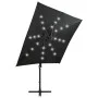 Cantilever umbrella with pole and black 250 cm LED lights by vidaXL, Umbrellas - Ref: Foro24-312324, Price: 183,39 €, Discoun...