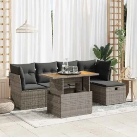 Set sofás jardín y cojines 6 pzas ratán sintético acacia gris von , Gartensets - Ref: Foro24-3327970, Preis: 386,04 €, Rabatt: %