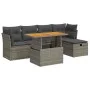 Set sofás jardín y cojines 6 pzas ratán sintético acacia gris by , Garden sets - Ref: Foro24-3327970, Price: 386,04 €, Discou...