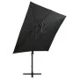 Cantilever umbrella with pole and black 250 cm LED lights by vidaXL, Umbrellas - Ref: Foro24-312324, Price: 183,39 €, Discoun...
