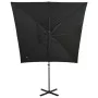 Cantilever umbrella with pole and black 250 cm LED lights by vidaXL, Umbrellas - Ref: Foro24-312324, Price: 183,39 €, Discoun...