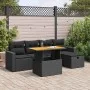 Set sofás jardín y cojines 6 pzas ratán sintético acacia negro by , Garden sets - Ref: Foro24-3327993, Price: 429,25 €, Disco...