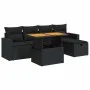Set sofás jardín y cojines 6 pzas ratán sintético acacia negro by , Garden sets - Ref: Foro24-3327993, Price: 429,25 €, Disco...