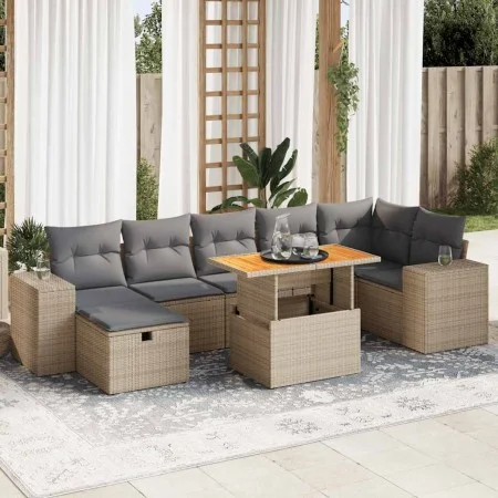 Set sofás jardín y cojines 5 pzas ratán sintético acacia beige by , Garden sets - Ref: Foro24-3328095, Price: 579,20 €, Disco...