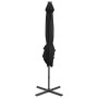 Sombrilla voladiza con poste y luces LED negra 250 cm de vidaXL, Sombrillas - Ref: Foro24-312324, Precio: 186,21 €, Descuento: %