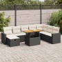 Set sofás jardín y cojines 9 pzas ratán sintético acacia negro by , Garden sets - Ref: Foro24-3328015, Price: 573,62 €, Disco...