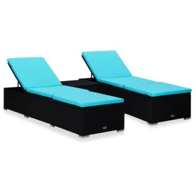 Garden loungers and table 3 pieces black synthetic rattan by vidaXL, Loungers - Ref: Foro24-3057668, Price: 304,99 €, Discoun...