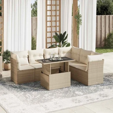 Set sofás de jardín 7 piezas y cojines ratán sintético beige by , Garden sets - Ref: Foro24-3326169, Price: 507,35 €, Discoun...