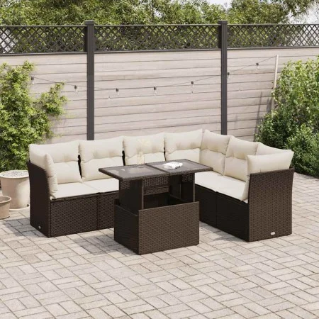 Juego de sofás de jardín 7 piezas con cojines ratán PE marrón by , Garden sets - Ref: Foro24-3326174, Price: 496,52 €, Discou...