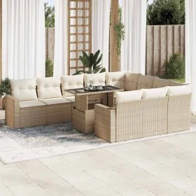 Set de sofás de jardín 11pzas con cojines ratán sintético beige by , Garden sets - Ref: Foro24-3326389, Price: 819,02 €, Disc...