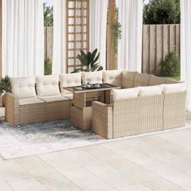 Set de sofás de jardín 11pzas con cojines ratán sintético beige de , Conjuntos de jardín - Ref: Foro24-3326389, Precio: 818,6...