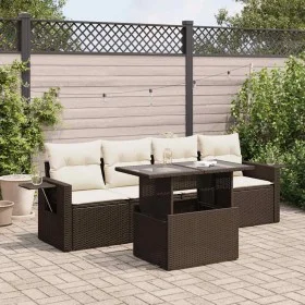 Set comedor de jardín 5 piezas y cojines ratán sintético marrón by , Garden sets - Ref: Foro24-3326404, Price: 378,20 €, Disc...
