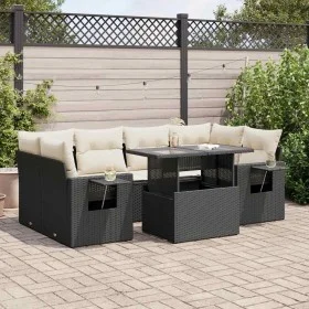 Set de sofás de jardín 7 pzas con cojines ratán sintético negro by , Garden sets - Ref: Foro24-3326427, Price: 502,67 €, Disc...