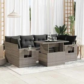 Set de sofás de jardín 7 pzas con cojines ratán sintético gris by , Garden sets - Ref: Foro24-3326431, Price: 496,48 €, Disco...