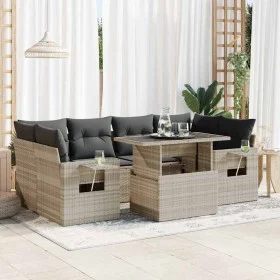 Set de sofás de jardín 7 pzas con cojines ratán PE gris claro by , Garden sets - Ref: Foro24-3326433, Price: 561,32 €, Discou...