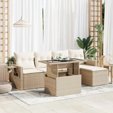 Juego de sofás jardín con cojines 6 pzas ratán sintético beige by , Garden sets - Ref: Foro24-3326459, Price: 490,11 €, Disco...