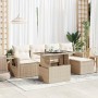 Juego de sofás jardín con cojines 6 pzas ratán sintético beige by , Garden sets - Ref: Foro24-3326459, Price: 483,48 €, Disco...