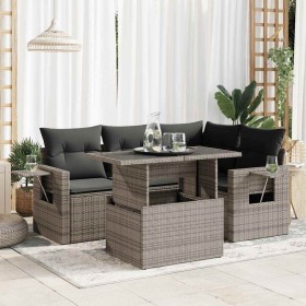 Juego de sofás jardín con cojines 5 pzas ratán sintético gris von , Gartensets - Ref: Foro24-3326471, Preis: 413,61 €, Rabatt: %