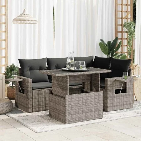 Juego de sofás jardín con cojines 5 pzas ratán sintético gris by , Garden sets - Ref: Foro24-3326471, Price: 381,15 €, Discou...