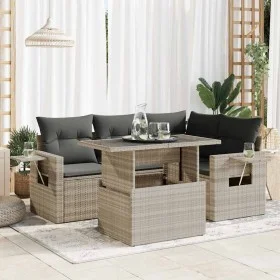 Set de sofás jardín y cojines 5 pzas ratán sintético gris claro de , Conjuntos de jardín - Ref: Foro24-3326473, Precio: 423,1...