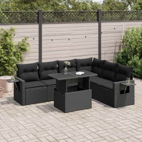 Set de sofás de jardín 7 pzas con cojines ratán sintético negro by , Garden sets - Ref: Foro24-3326486, Price: 525,70 €, Disc...