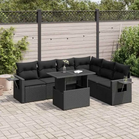 Set de sofás de jardín 7 pzas con cojines ratán sintético negro by , Garden sets - Ref: Foro24-3326486, Price: 535,15 €, Disc...