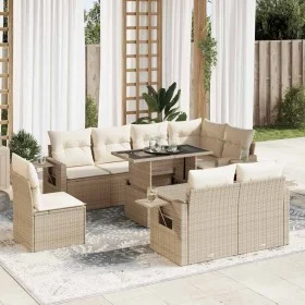 Set de sofás de jardín con cojines 9 pzas ratán sintético beige von , Gartensets - Ref: Foro24-3326499, Preis: 760,87 €, Raba...
