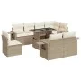 Set de sofás de jardín con cojines 9 pzas ratán sintético beige by , Garden sets - Ref: Foro24-3326499, Price: 760,87 €, Disc...