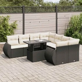 Set de sofás de jardín con cojines 9 pzas ratán sintético negro by , Garden sets - Ref: Foro24-3326607, Price: 609,36 €, Disc...