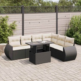 Set de sofás de jardín 7 pzas con cojines ratán sintético negro by , Garden sets - Ref: Foro24-3326647, Price: 487,06 €, Disc...