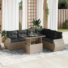Set de sofás de jardín 7 pzas con cojines ratán sintético gris by , Garden sets - Ref: Foro24-3326651, Price: 496,46 €, Disco...