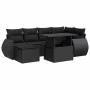 Set de sofás de jardín 7 pzas con cojines ratán sintético negro by , Garden sets - Ref: Foro24-3326666, Price: 507,44 €, Disc...