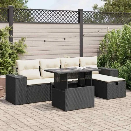 Set de sofás de jardín 6 piezas y cojines ratán sintético negro by , Garden sets - Ref: Foro24-3327926, Price: 413,81 €, Disc...