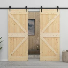 Sliding door with solid pine wood fittings 100x210 cm by vidaXL, Doors - Ref: Foro24-3057596, Price: 438,76 €, Discount: %