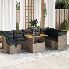 Set sofás jardín y cojines 9 pzas ratán sintético acacia gris by , Garden sets - Ref: Foro24-3327991, Price: 564,50 €, Discou...
