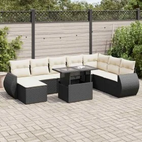 Set de sofás de jardín con cojines 9 pzas ratán sintético negro von , Gartensets - Ref: Foro24-3326687, Preis: 593,28 €, Raba...