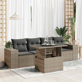 Juego de sofás jardín con cojines 5 pzas ratán sintético gris von , Gartensets - Ref: Foro24-3326721, Preis: 374,45 €, Rabatt: %