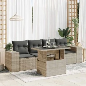 Set de sofás jardín y cojines 5 pzas ratán sintético gris claro von , Gartensets - Ref: Foro24-3326723, Preis: 416,05 €, Raba...