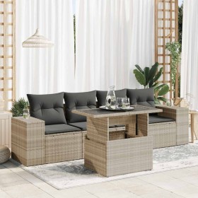 Set de sofás jardín y cojines 5 pzas ratán sintético gris claro by , Garden sets - Ref: Foro24-3326723, Price: 387,59 €, Disc...