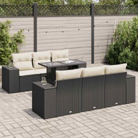 Set de sofás de jardín 7 pzas con cojines ratán sintético negro by , Garden sets - Ref: Foro24-3326737, Price: 523,80 €, Disc...