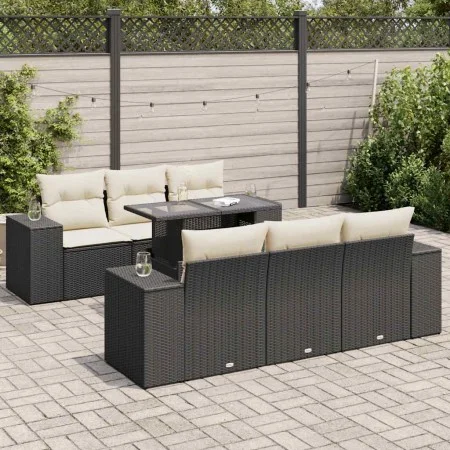 Set de sofás de jardín 7 pzas con cojines ratán sintético negro by , Garden sets - Ref: Foro24-3326737, Price: 534,95 €, Disc...