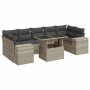 Set de sofás de jardín 8 pzas y cojines ratán sintético gris by , Garden sets - Ref: Foro24-3326763, Price: 637,07 €, Discoun...