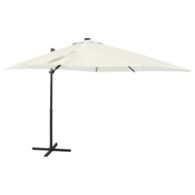Gartenschirm mit ausladendem Stiel und LED-Lichtern, Sandfarben, 250 cm. von vidaXL, Sonnenschirme - Ref: Foro24-312320, Prei...